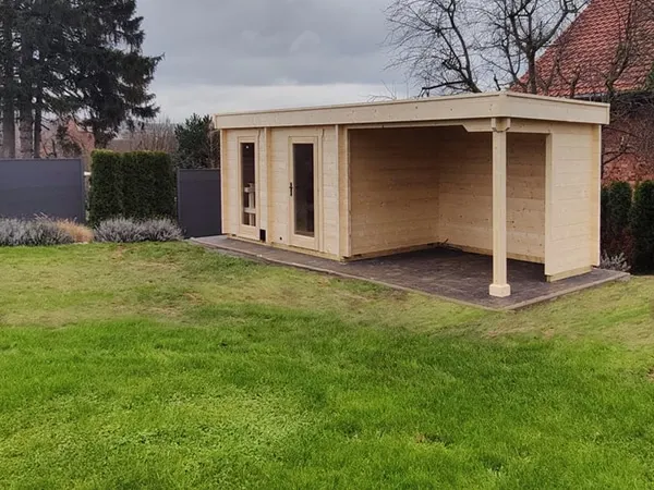 Premium Außensauna mit Terrasse und Glasfront nahe Koblenz und Neuwied kaufen