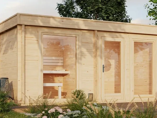 Gartensauna SANDRA 4823 mit Vorraum von Relaxklusiv nahe Bonn kaufen