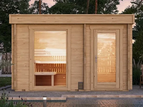 Moderne Gartensauna SANDRA 3723 im Raum Köln und Düsseldorf