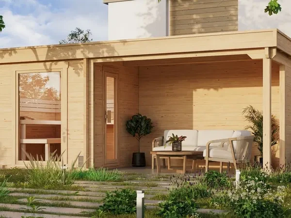 Moderne Gartensauna SANDRA 5823 für den Garten im Raum Köln und Düsseldorf
