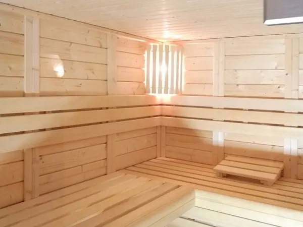 Innenraum der Sauna DANIEL mit Saunabänken aus Holz