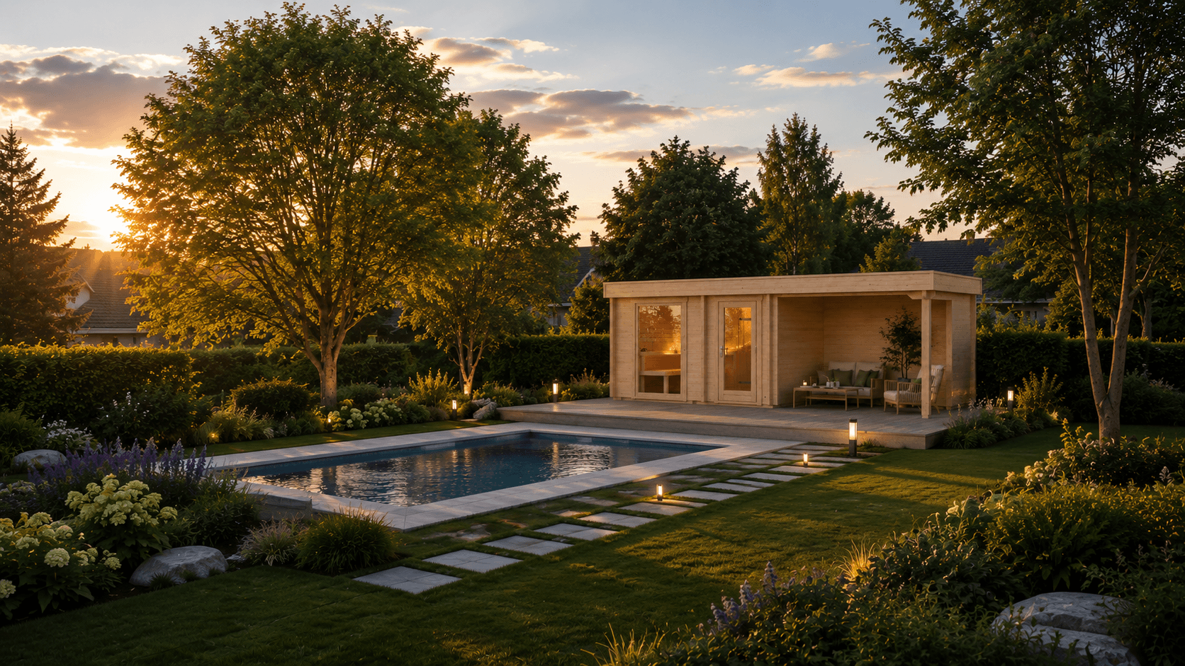 Gartensauna Sandra 6723 von Relaxklusiv - Außensauna am Pool