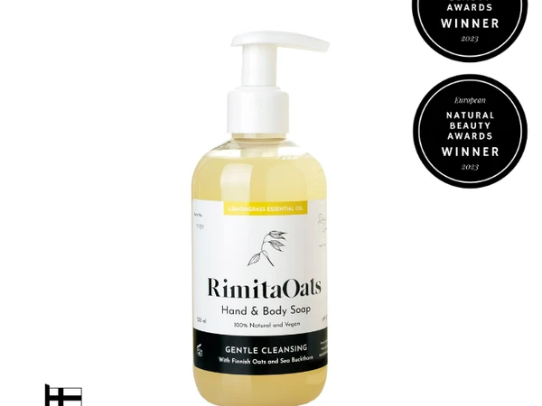RimitaOats Bio Hand- und Körperseife mit Lemongrass – milde Flüssigseife für trockene Haut