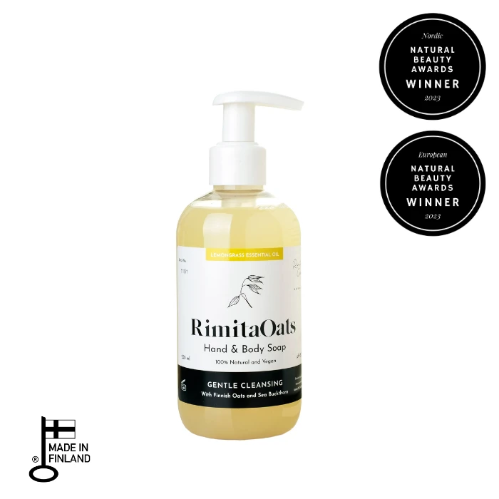 RimitaOats Bio Hand- und Körperseife mit Lemongrass – milde Flüssigseife für trockene Haut