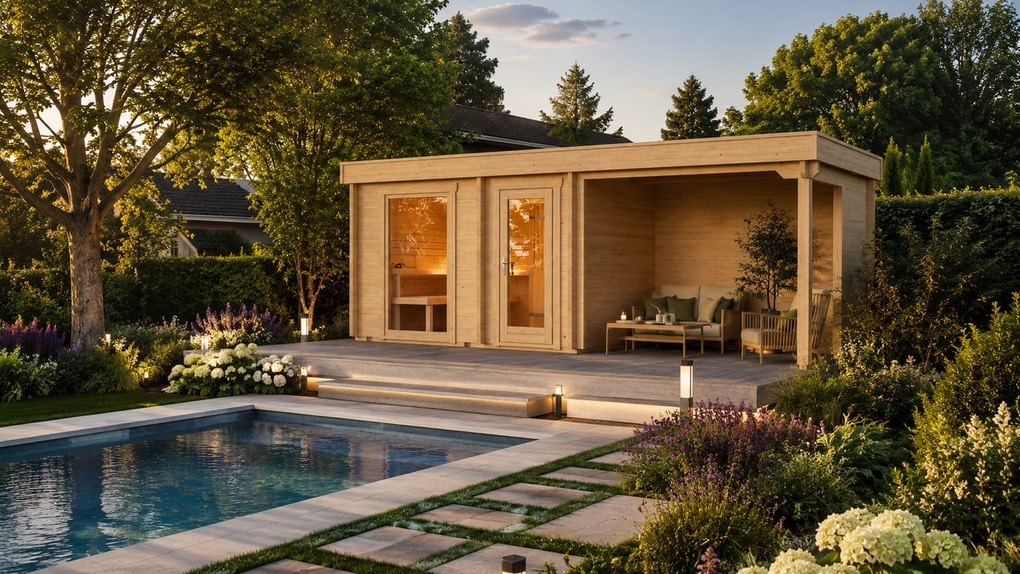 Gartensauna Sandra 6723 von Relaxklusiv - Außensauna am Pool in Vettelschoß