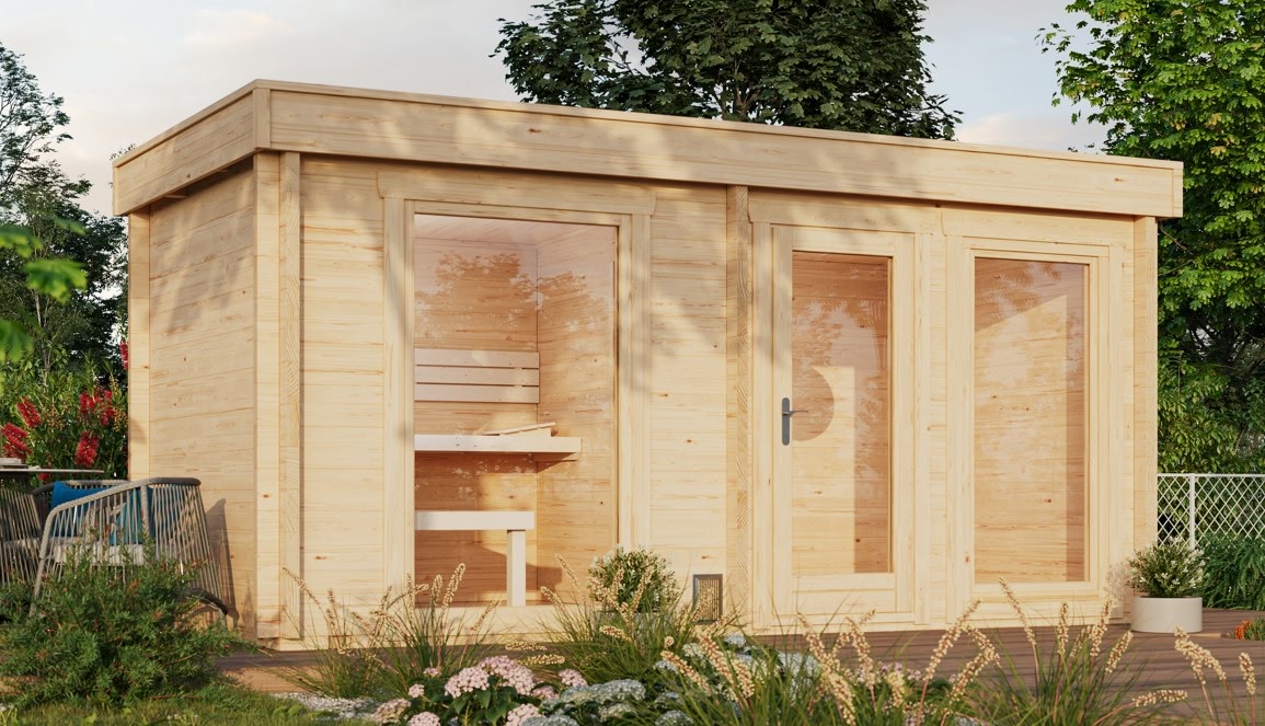 Gartensauna SANDRA 4823 mit Vorraum von Relaxklusiv nahe Bonn kaufen