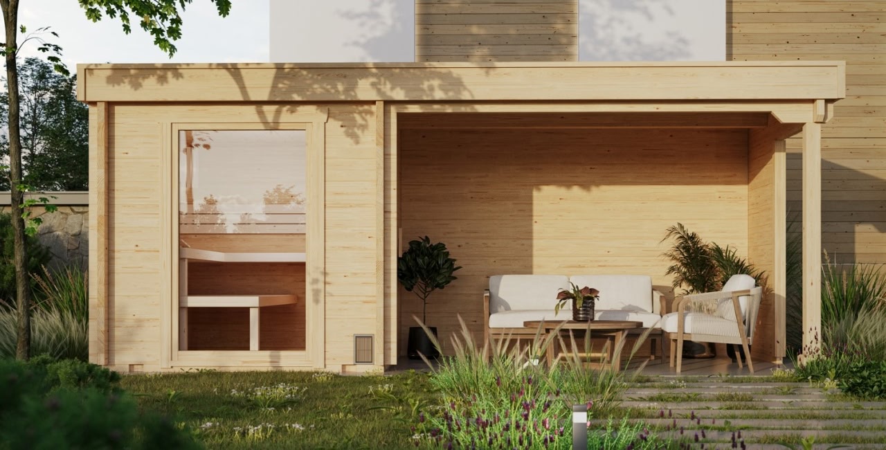 Gartensauna SANDRA 5823 mit Vorraum von Relaxklusiv nahe Bonn kaufen