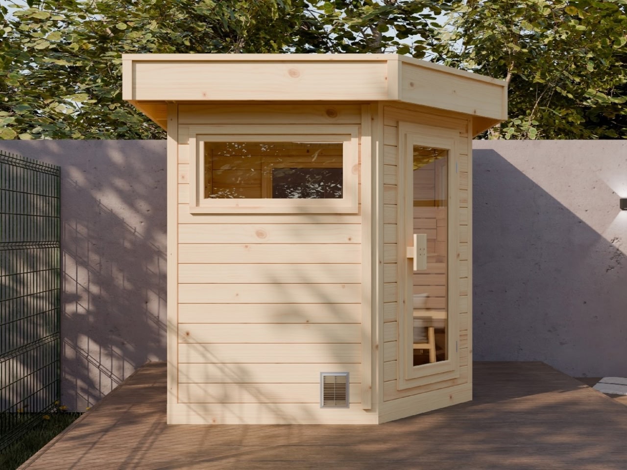 Luxus Gartensauna FRANCIS von Relaxklusiv für Wellness im eigenen Garten nahe Bonn