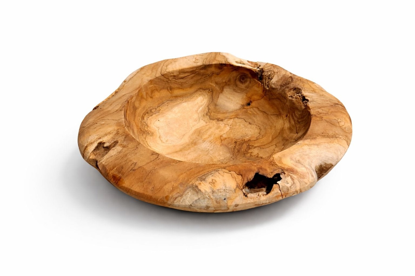 handgefertigte holzschale aus teakholz