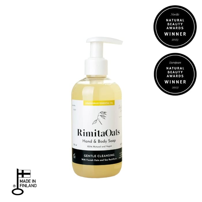 RimitaOats Bio Hand- und Körperseife mit Lemongrass – milde Flüssigseife für trockene Haut
