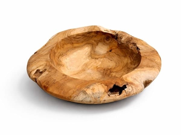 handgefertigte holzschale aus teakholz