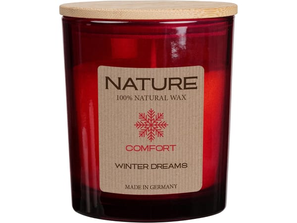 duftkerze im glas winter dreams, duftkerze kaufen, natur duftkerze deutschland, winter dreams duftkerze detail, aroma kerze winter dreams, premium duftkerze, duftkerze glas design, winter kerze wohnraum, aromakerze modern, duftkerze für wohnung, duftkerze wellness zuhause, aromatherapie kerze, NATURE Duftkerze Winter Dreams CO₂-neutrale Duftkerze im Glas – natürliche Duftöle, rußarmer Abbrand und ca. 28 Stunden Brenndauer