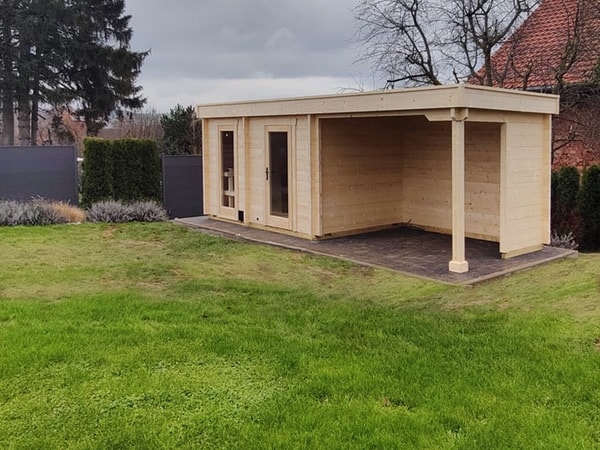 Premium Außensauna mit Terrasse und Glasfront nahe Koblenz und Neuwied kaufen