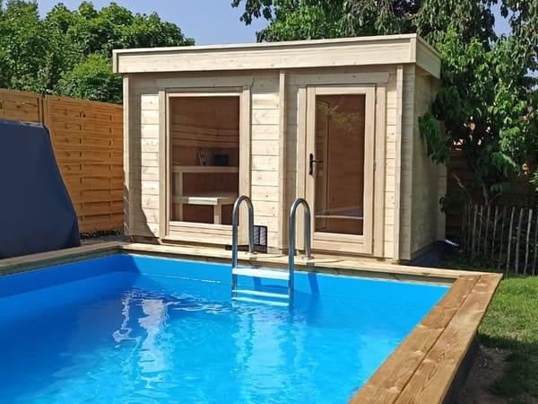Moderne Outdoor Sauna SANDRA 3723 für den Garten nahe Leverkusen und Bonn