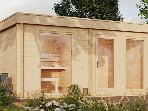 Gartensauna SANDRA 4823 mit Vorraum von Relaxklusiv nahe Bonn kaufen