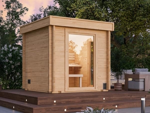 Moderne Gartensauna SANDRA 2323 mit hochwertiger Verarbeitung im Raum Düsseldorf und Koblenz