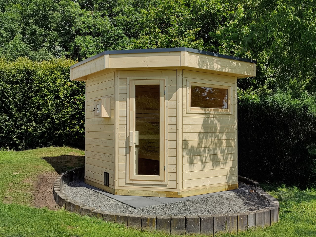 Gartensauna FRANCIS 5-Eck von Relaxklusiv nahe Bonn und Köln kaufen