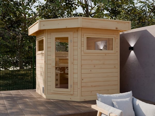 Moderne Gartensauna FRANCIS mit hochwertiger Verarbeitung im Raum Koblenz und Leverkusen