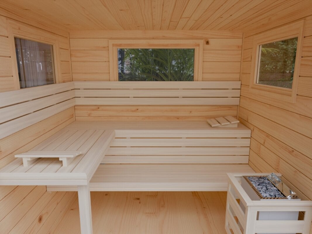 Luxus Gartensauna FRANCIS von Relaxklusiv für Wellness im eigenen Garten nahe Bonn