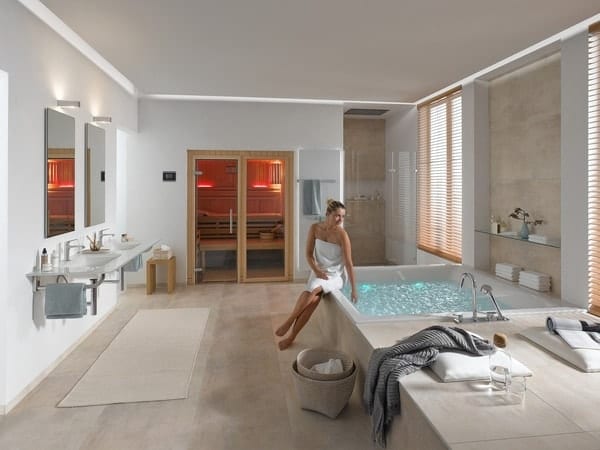 premium innensauna classic, massivholz sauna für zuhause, indoor sauna kaufen, sauna wohnraum design, classic heimsauna innenraum, sauna glastür ergonomisch