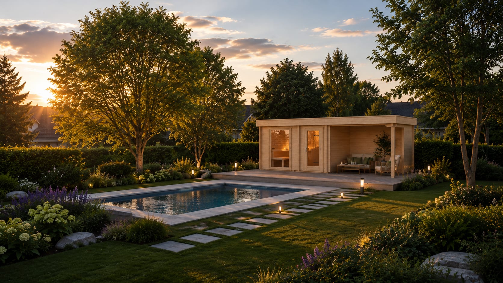 Gartensauna Sandra 6723 von Relaxklusiv - Außensauna am Pool